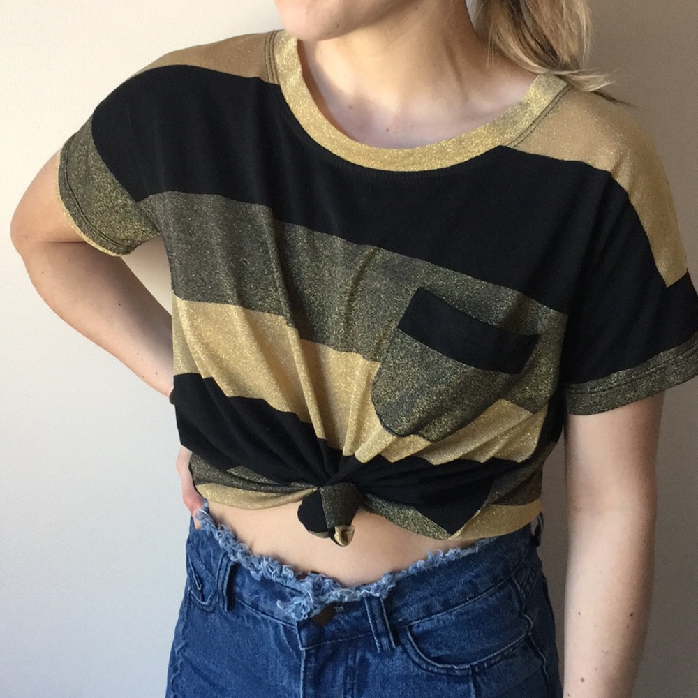 Striped boxy short sleeve t-shirt